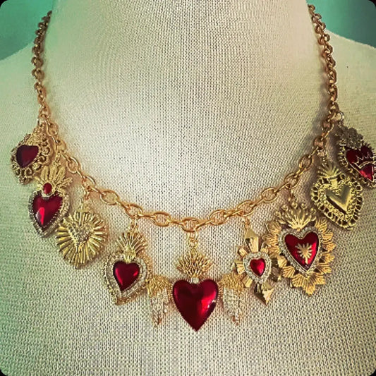 Queen of Hearts Charm Necklace Sacred Heart