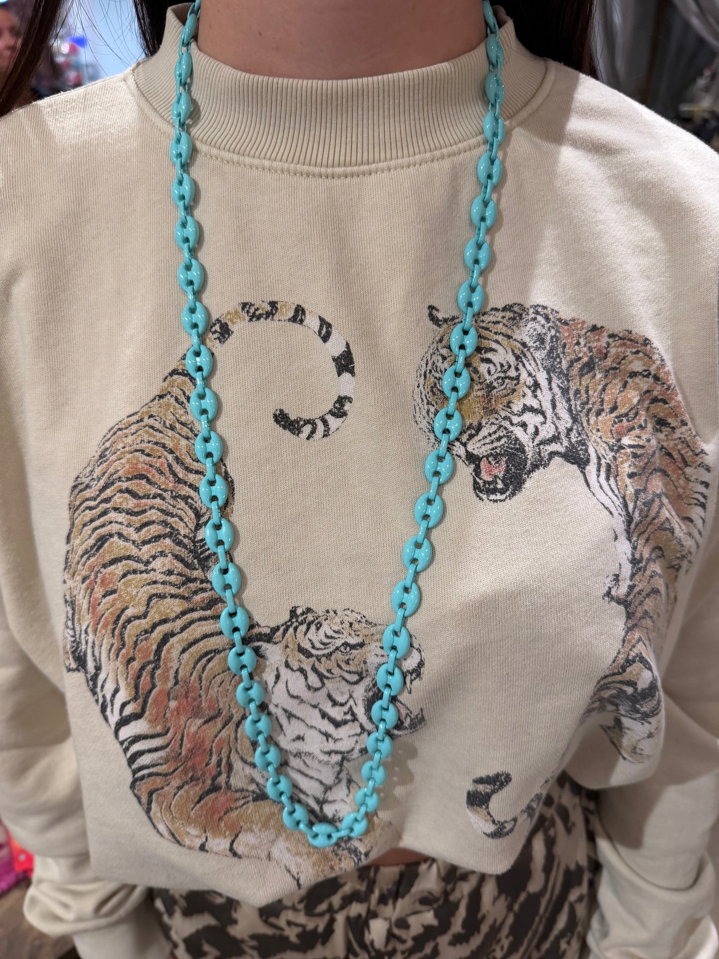 Enamel Long Chain Necklace