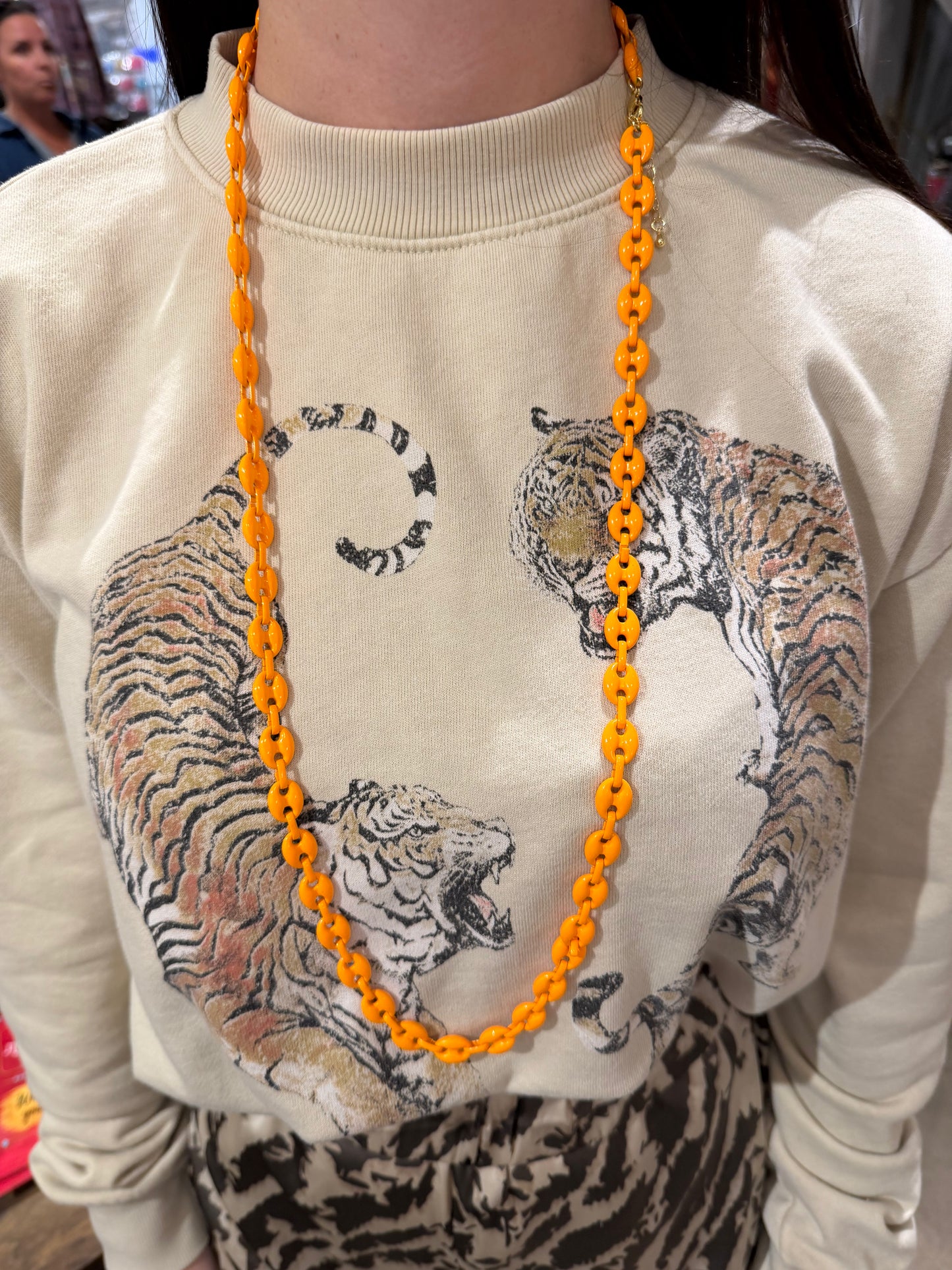Enamel Long Chain Necklace