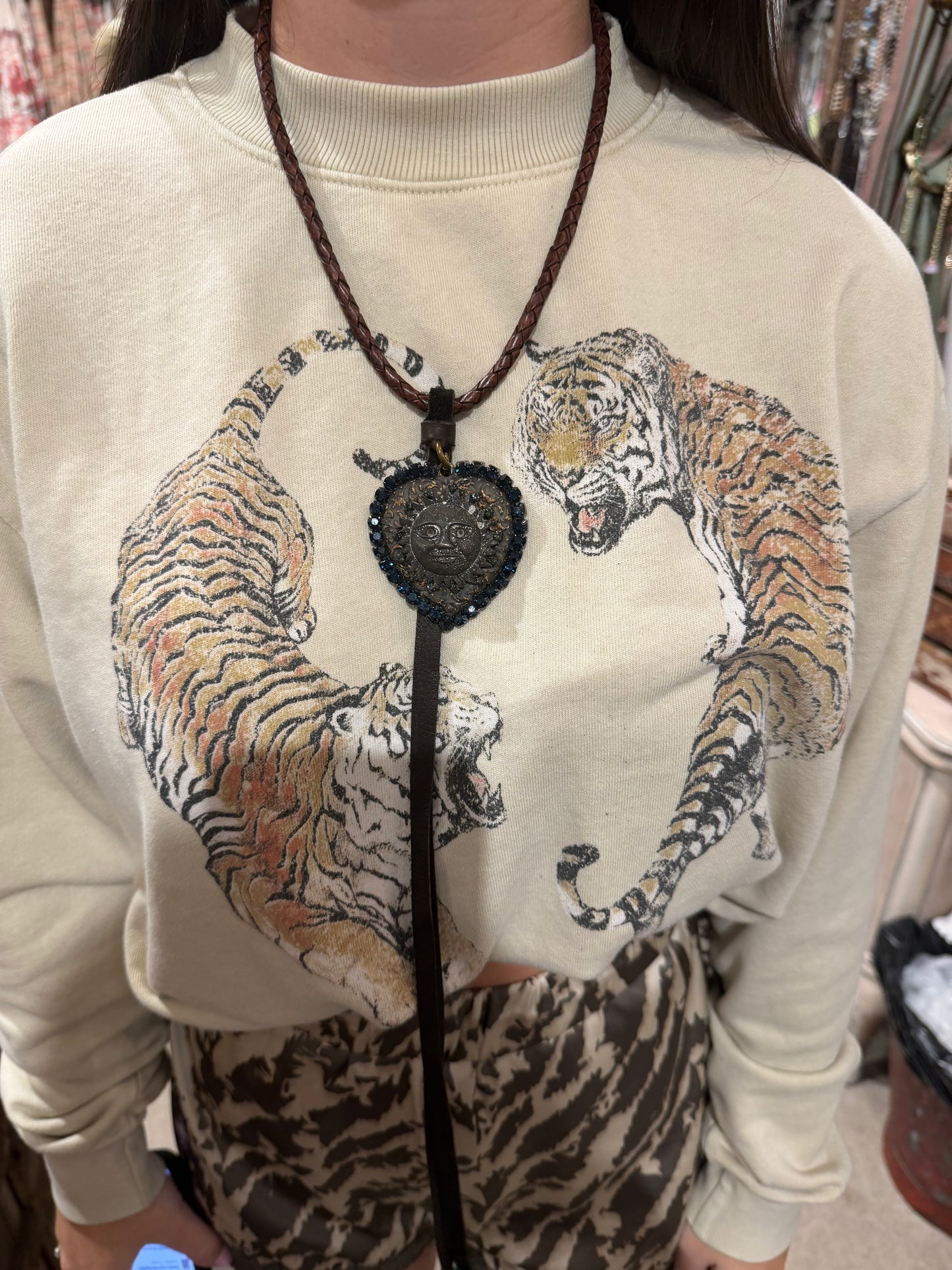 Vintage Heart Sun Necklace