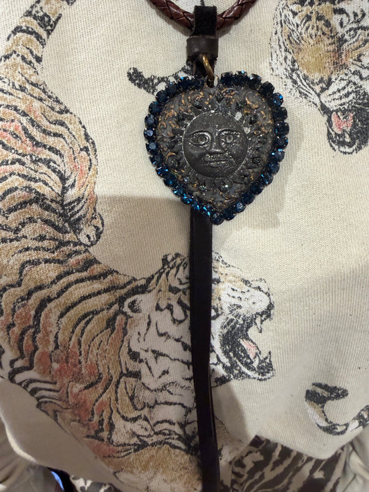 Vintage Heart Sun Necklace