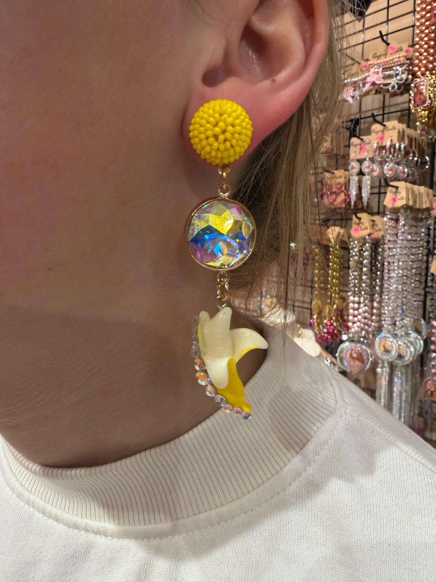 Banana Bling Drop Earrings