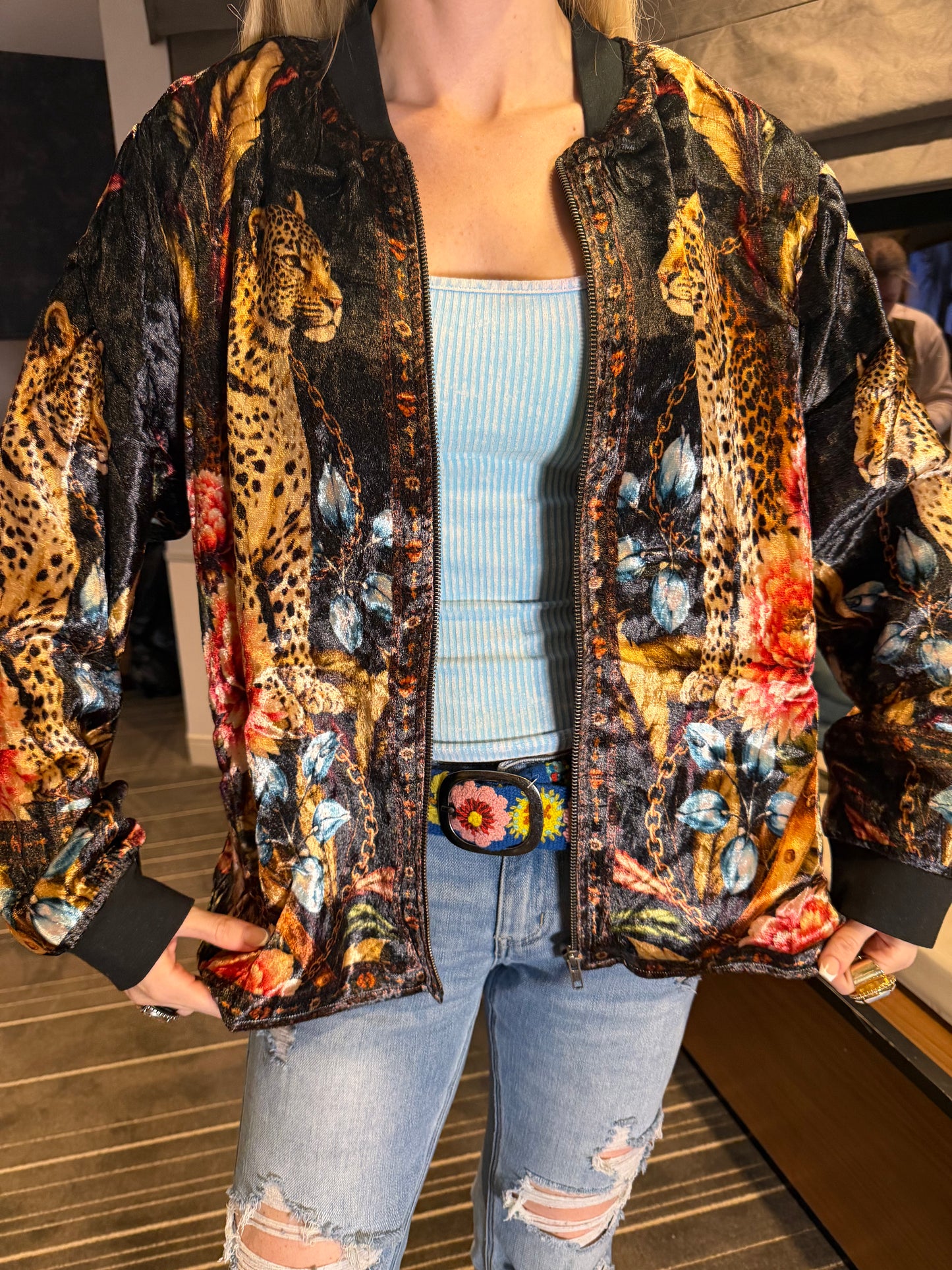 Velvet Leopard Bloom Jacket