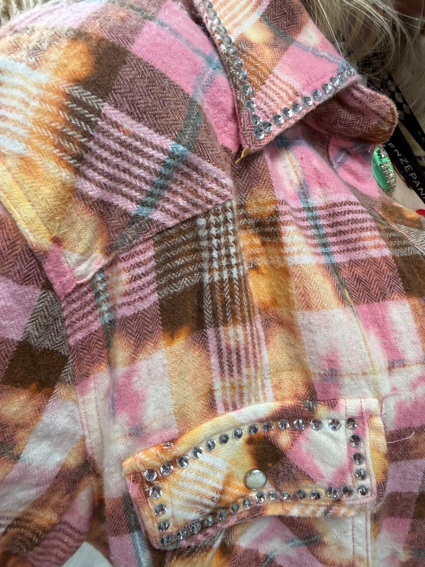 Pink Plaid Snap Front