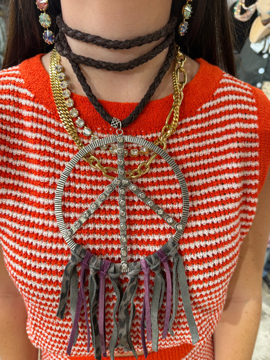Western Antique Peace Sign Necklace