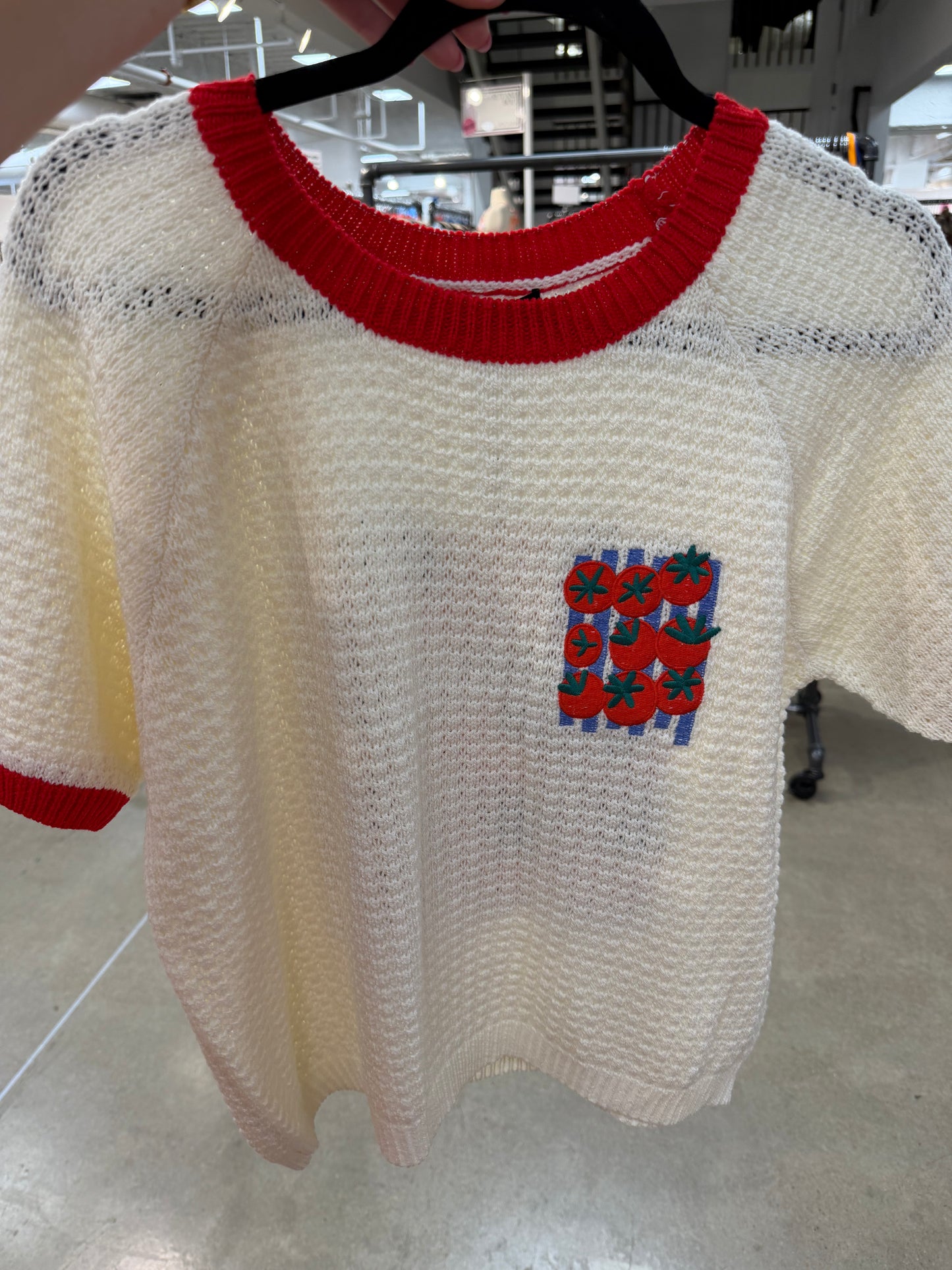 PRE ORDER Ivory Tomato Short sleeve Knit Sweater