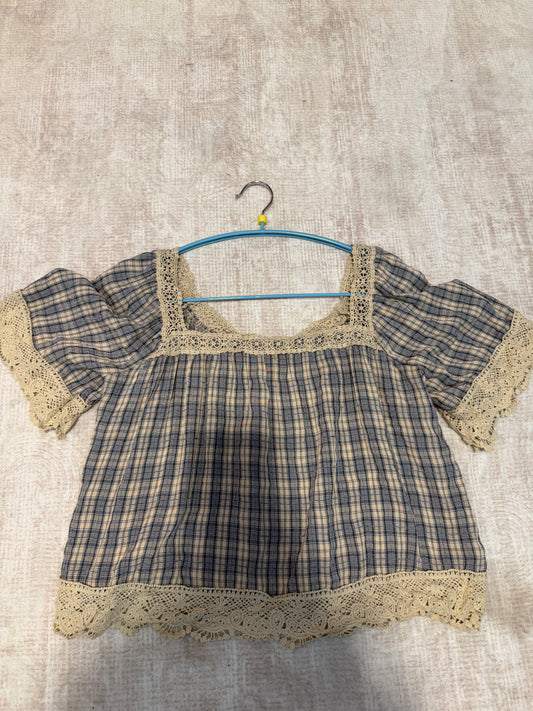 Pre Order:Plaid/Taupe Comb Top