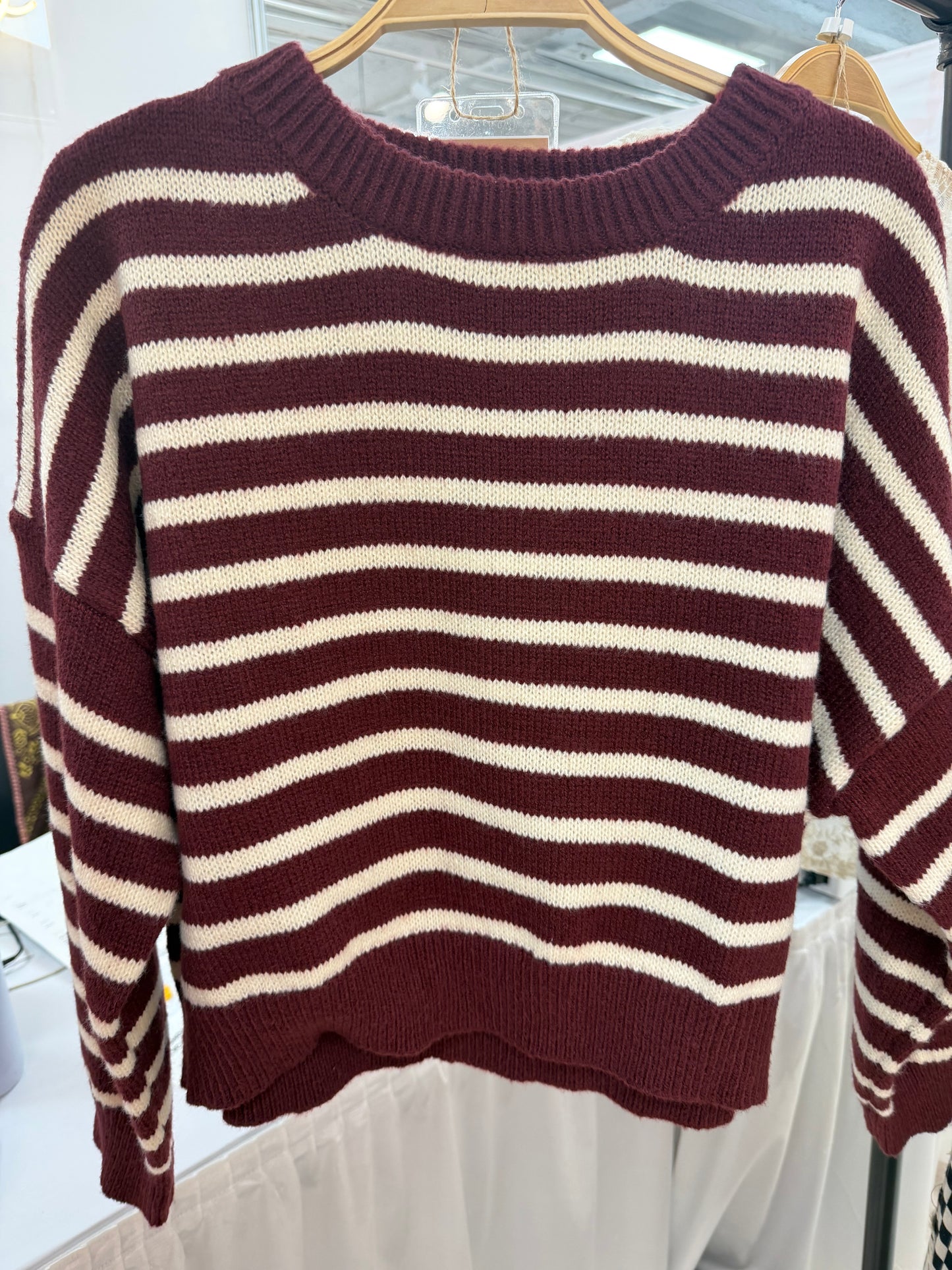 Pre Order: Wine Striped Sweater