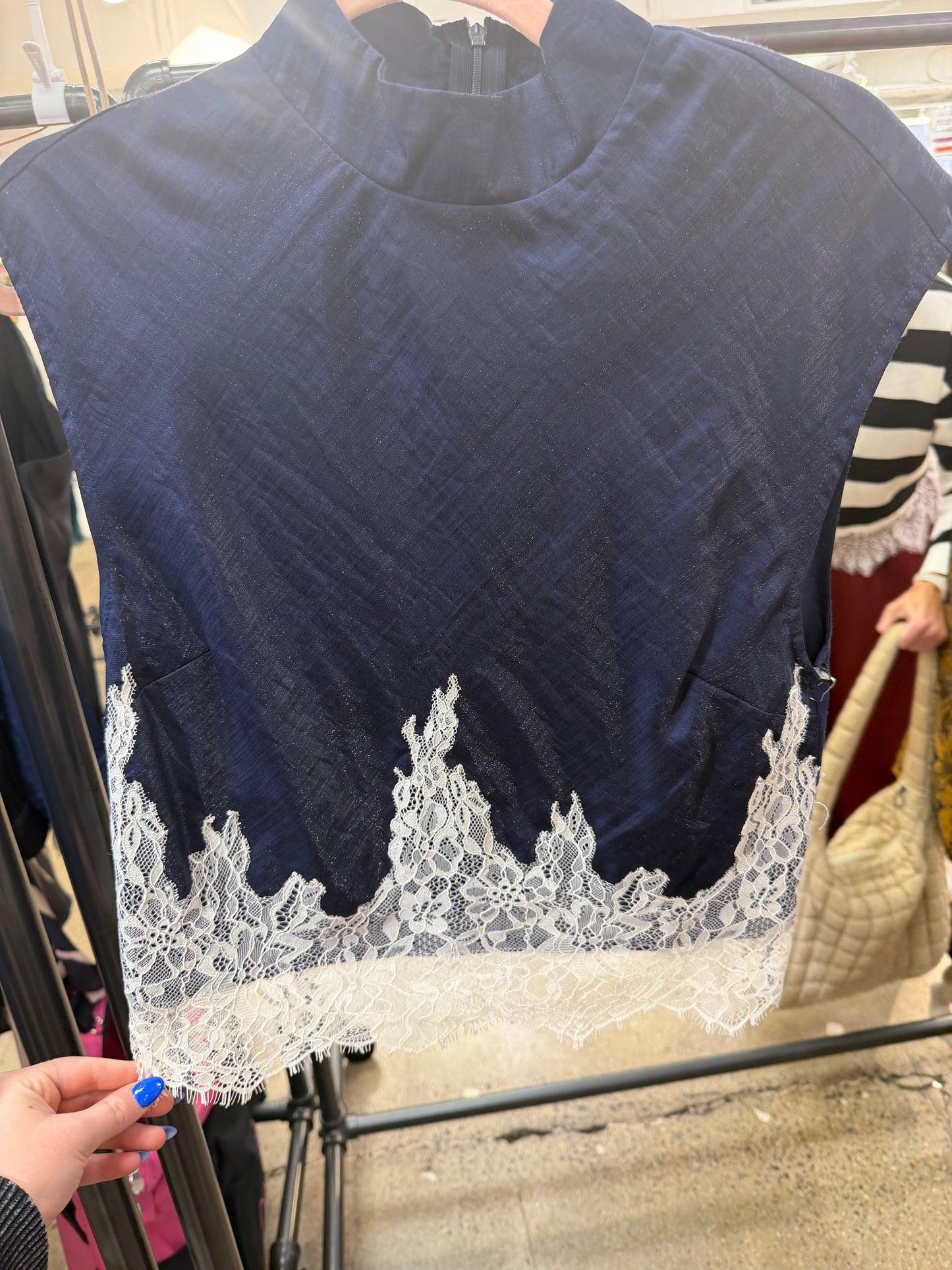 Pre Order:Navy & Lace Tunic Top