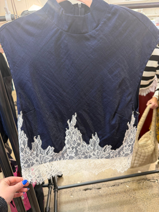 Pre Order:Navy & Lace Tunic Top