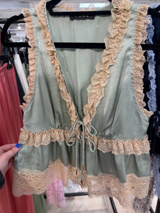Pre Order: Mint & Beige Top