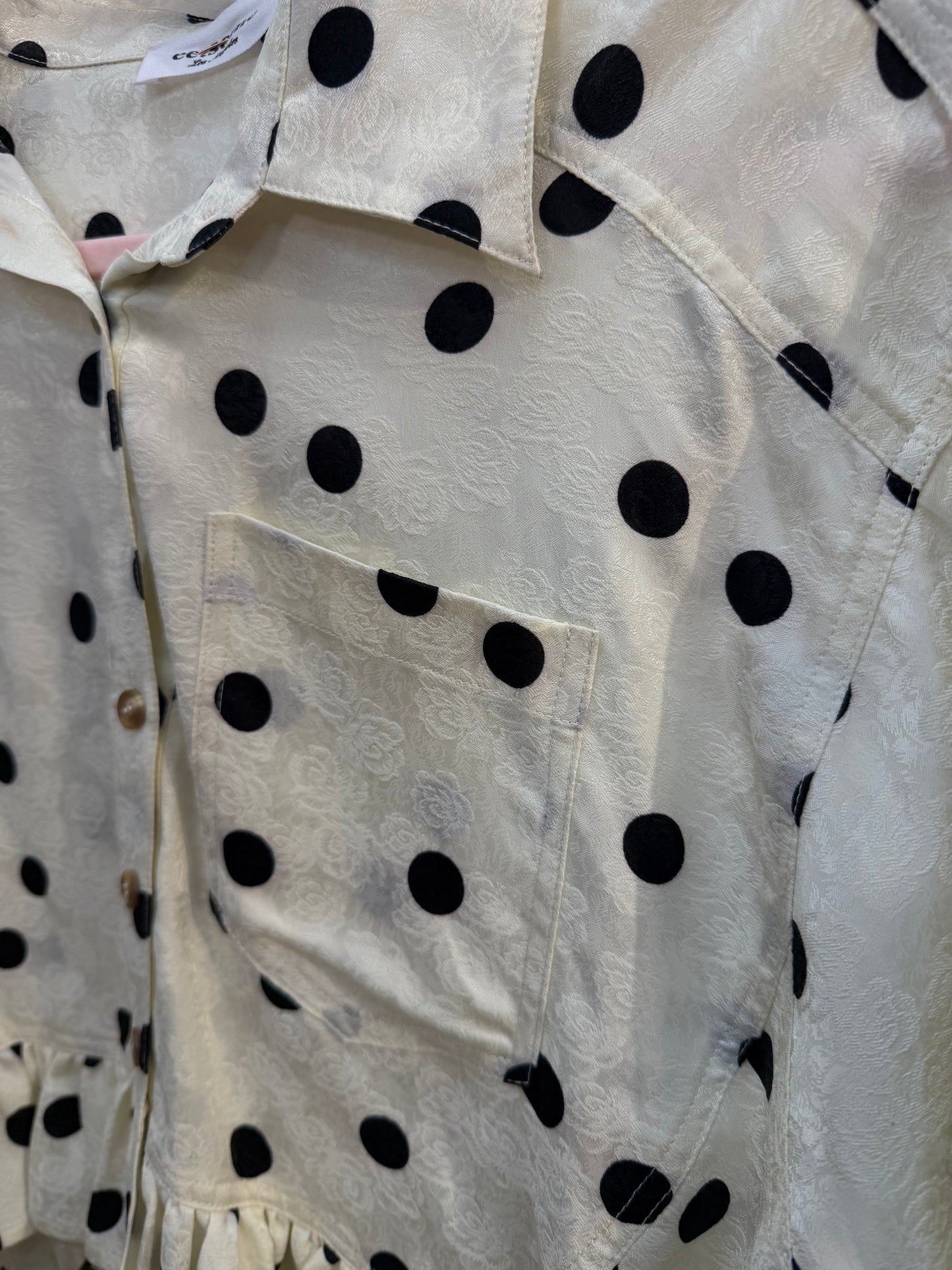 White Polka Dot Floral Top