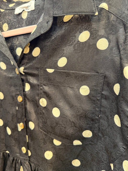 PRE ORDER Black Polka Dot Floral Top