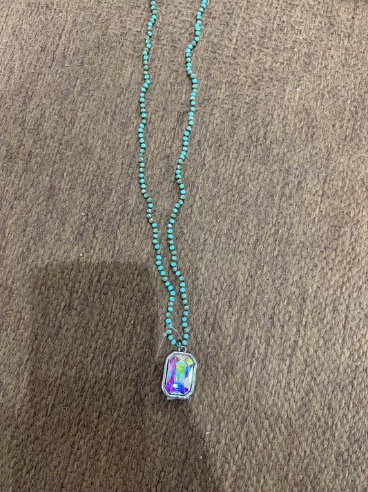 Blue Beaded Crystal Necklace