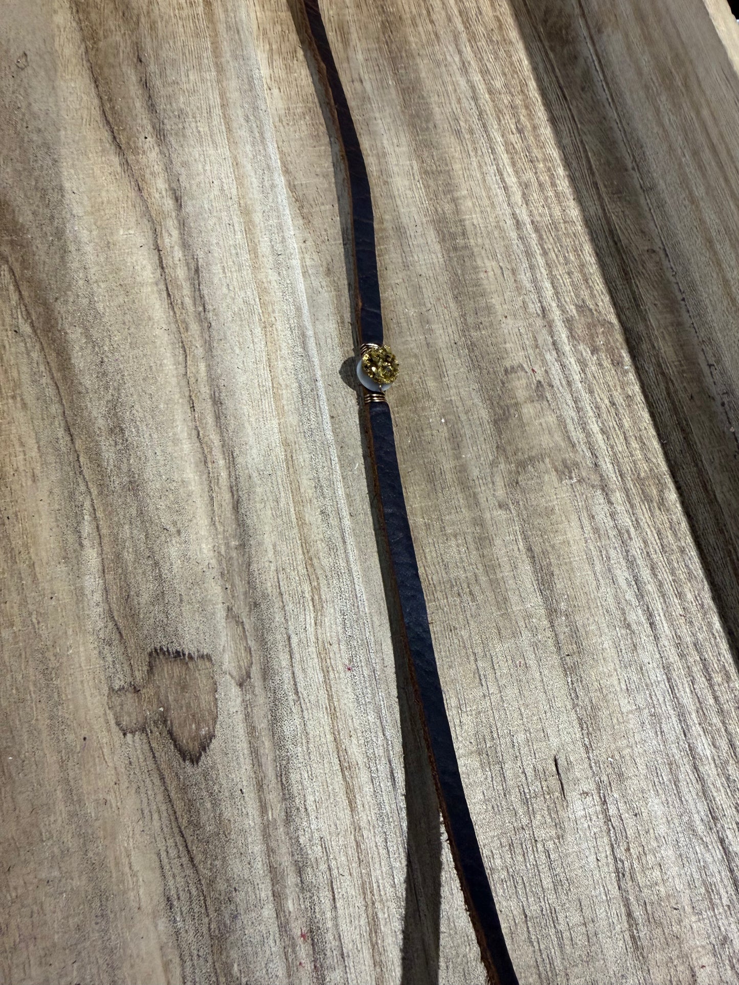 Leather With Gold Sparkle Necklace
