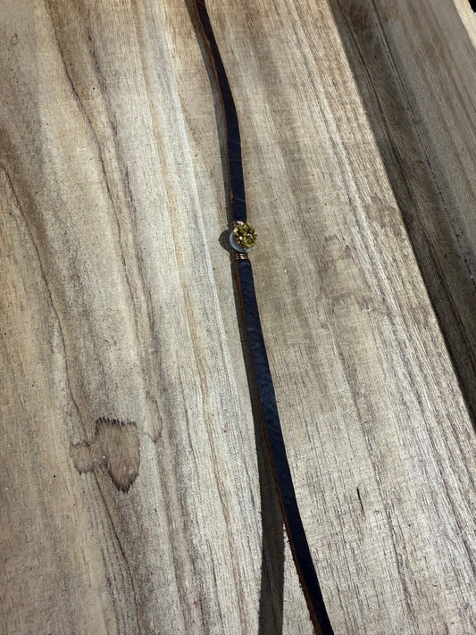 Leather With Gold Sparkle Necklace