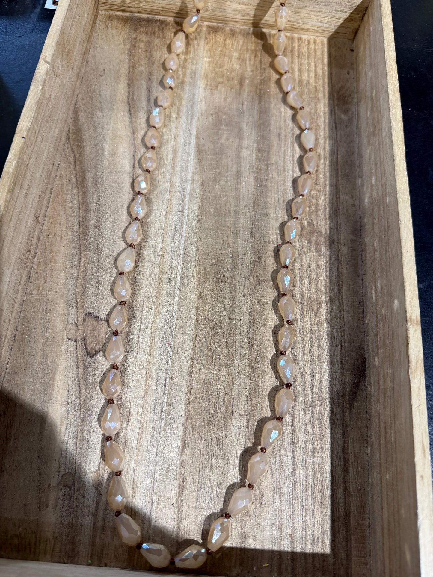 Tan Teardrop Faceted Necklace