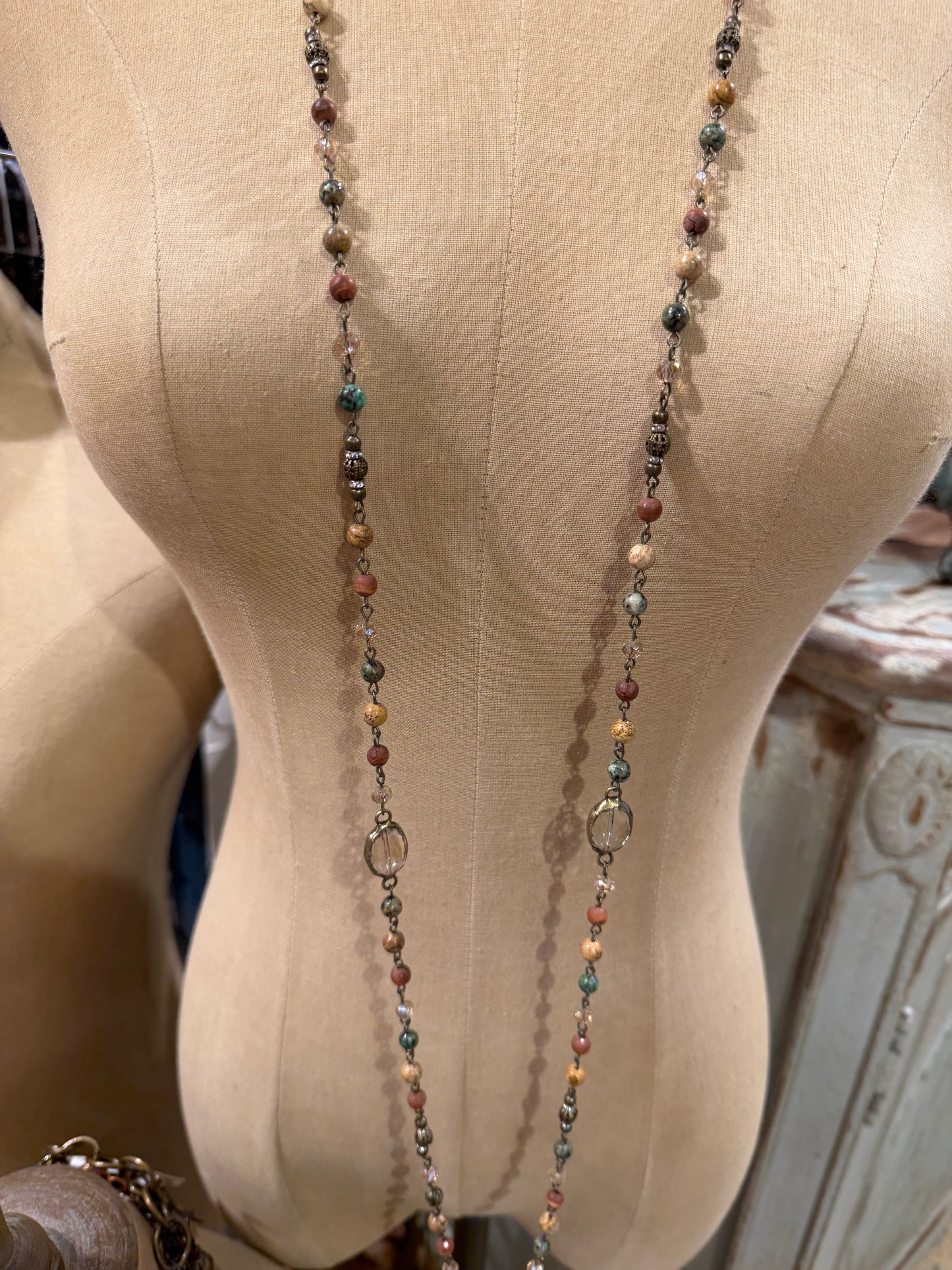 Boho Beaded Crystal Necklace
