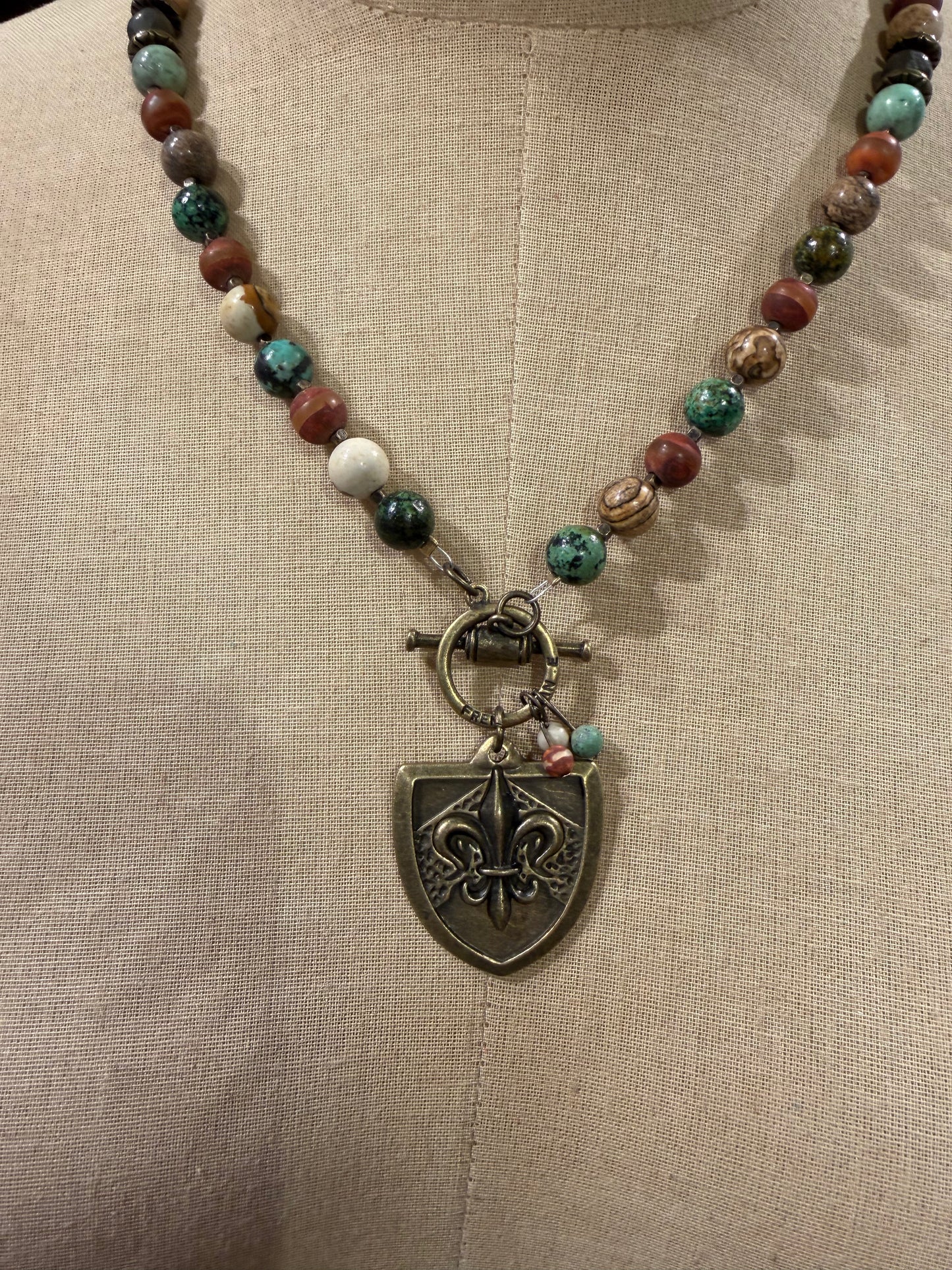 Beaded Fleur De Lis Necklace