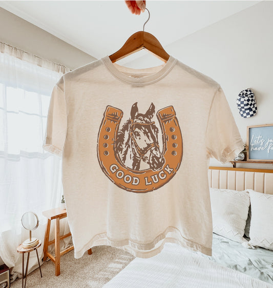 Good Luck Horseshoe Pony Cropped T-Shirt
