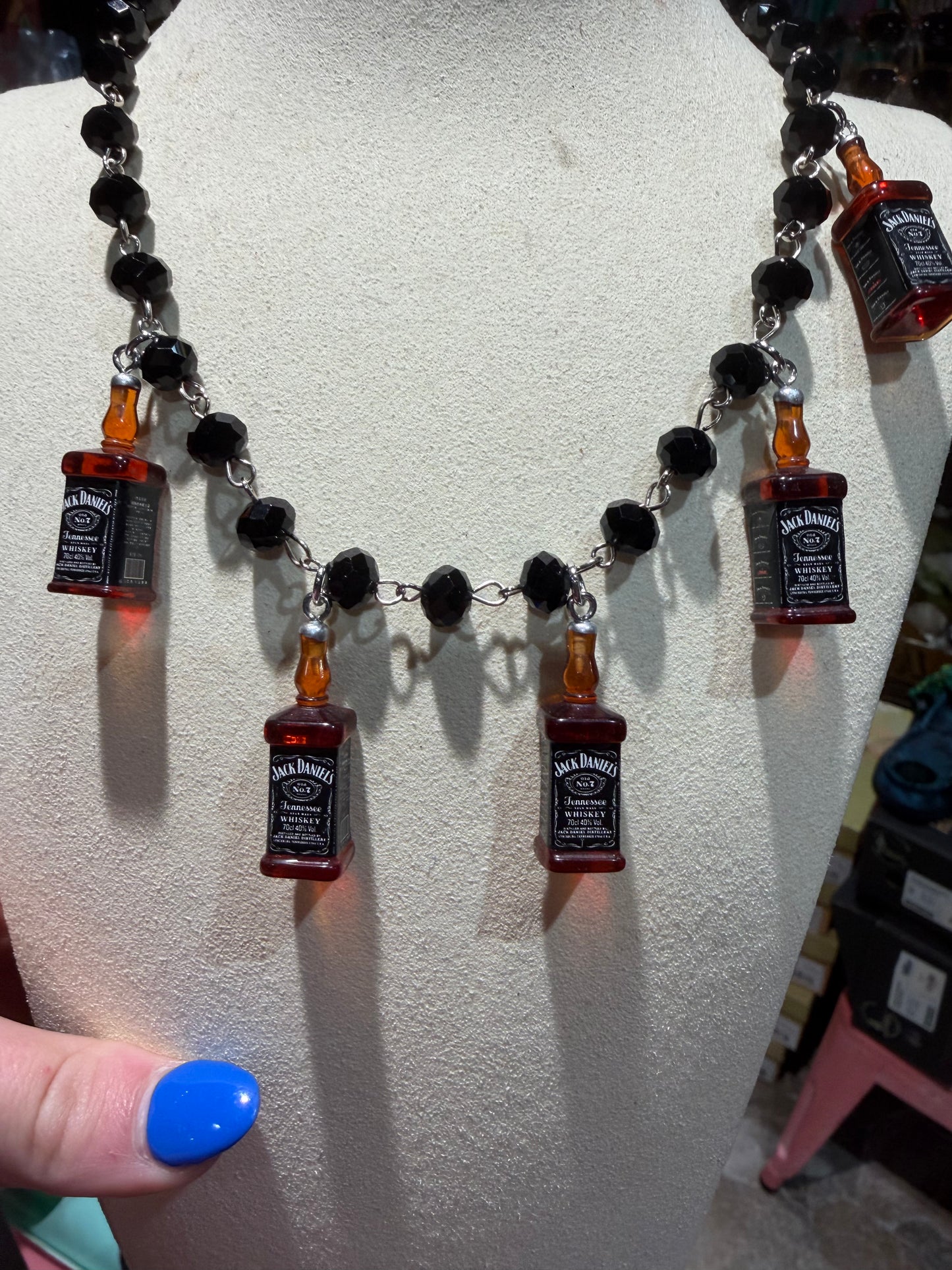 Black Beaded Jack Daniel’s Necklace