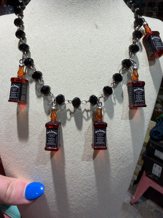 Black Beaded Jack Daniel’s Necklace