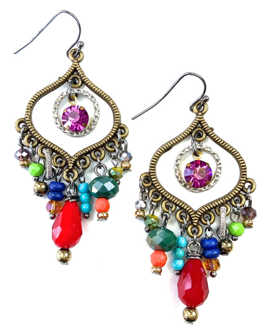 Mixed Bead Harem Dangle Earrings