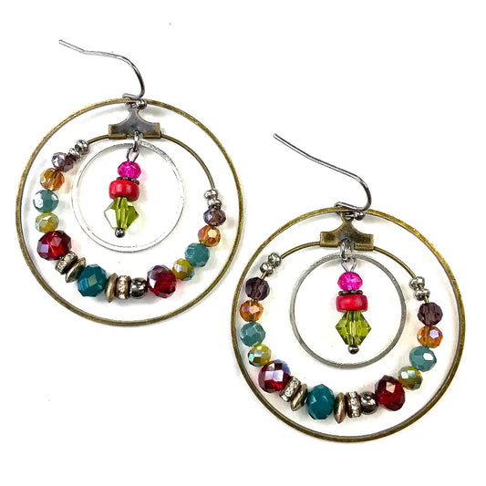 Thin Rings & Beaded Dangle Earrings