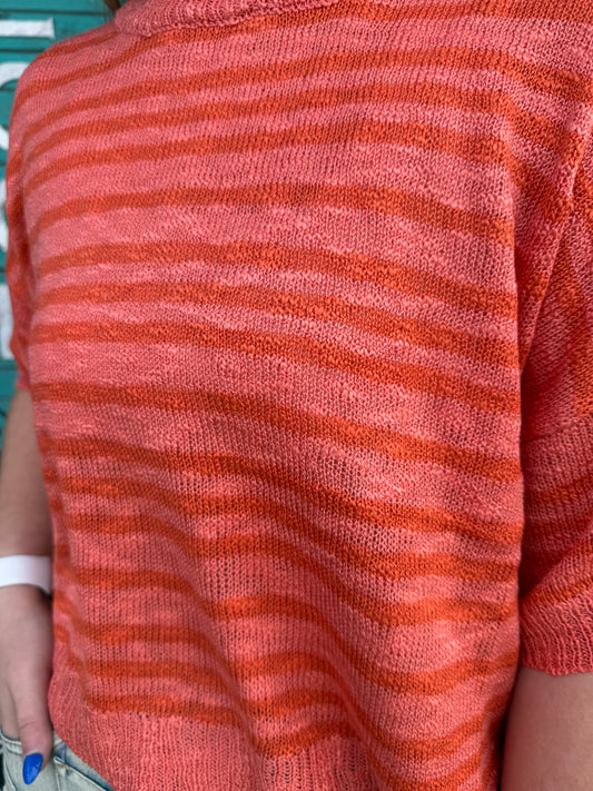 Orange Striped Light weight knit sweater