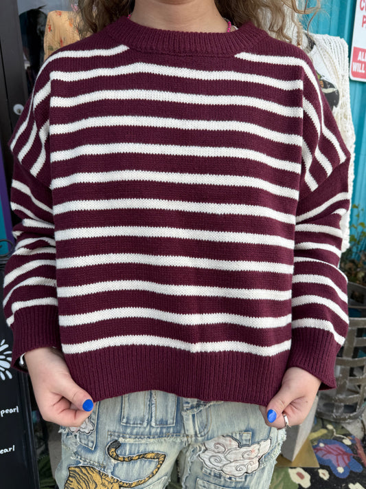 Wine Striped Sweater