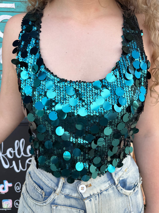 Emerald Green Sequin Top