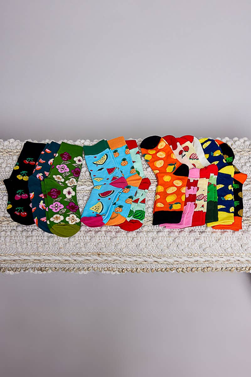 Playful Prints Colorful Novelty Crew Soft Socks