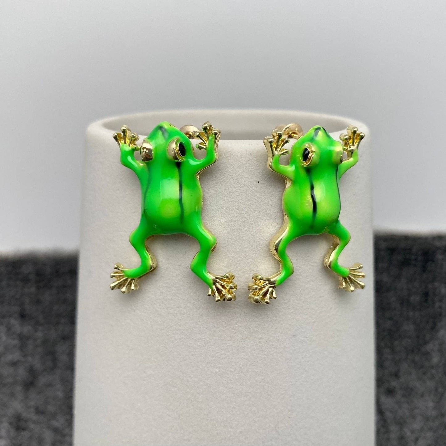Enamel Tree Frog Post Earrings