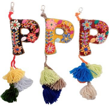 P - Hand Embroidered Keychain