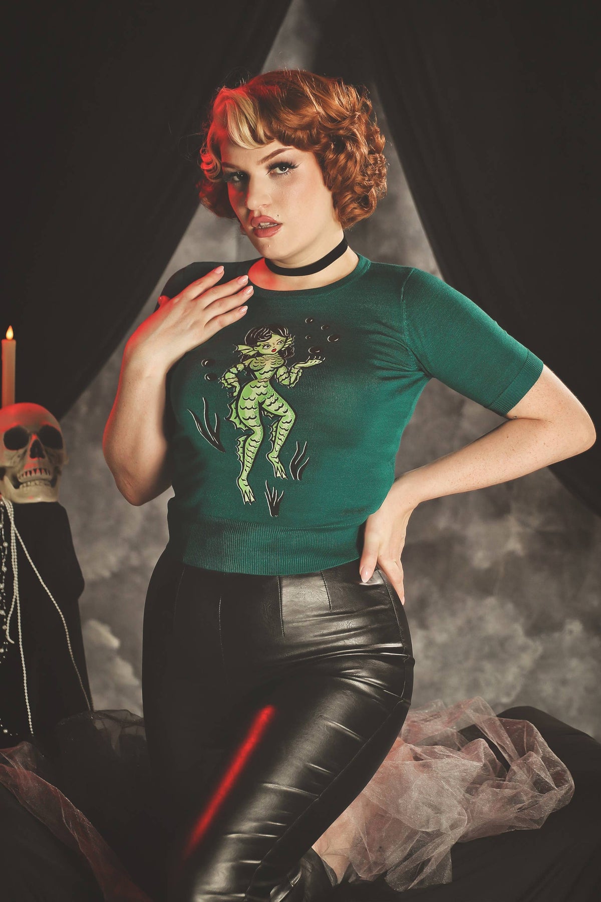 Lagoon Lady short sleeve Sweater in Peacock