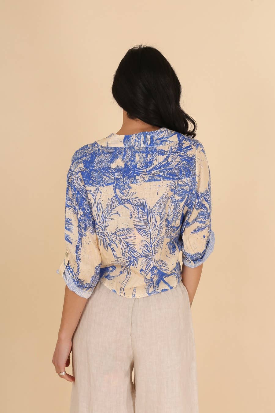 Jungle Toille Linen Blouse