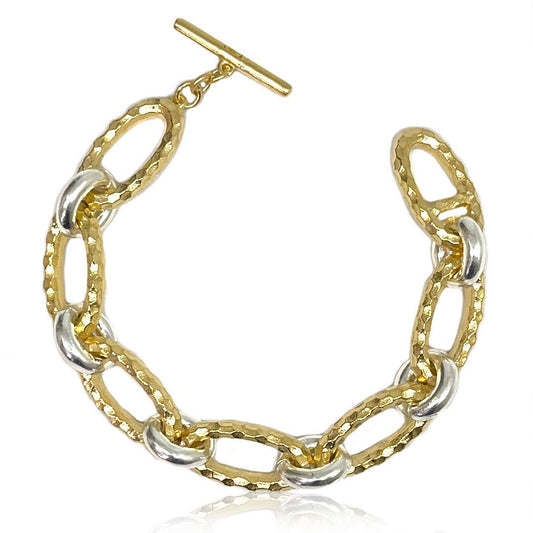 GOLD TWO-TONE RAVELLE HAMMERED CHAIN BRACELET