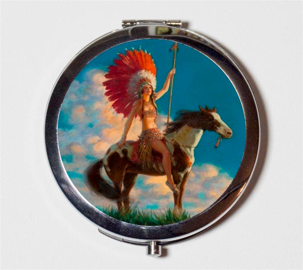Art Deco Native American Compact Mirror