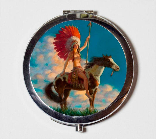 Art Deco Native American Compact Mirror