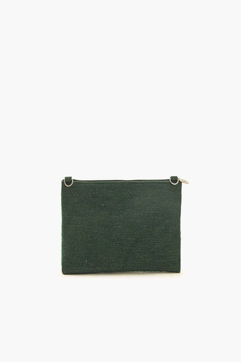 Emerald Sea Life Beaded Top Zip Clutch