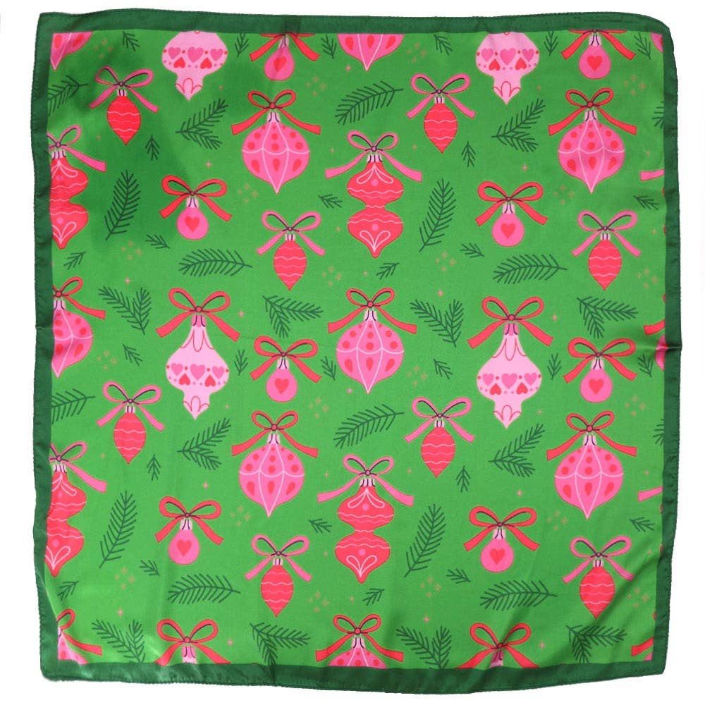 Pink Christmas Ornament Festa Pring Square Bandana Scarf