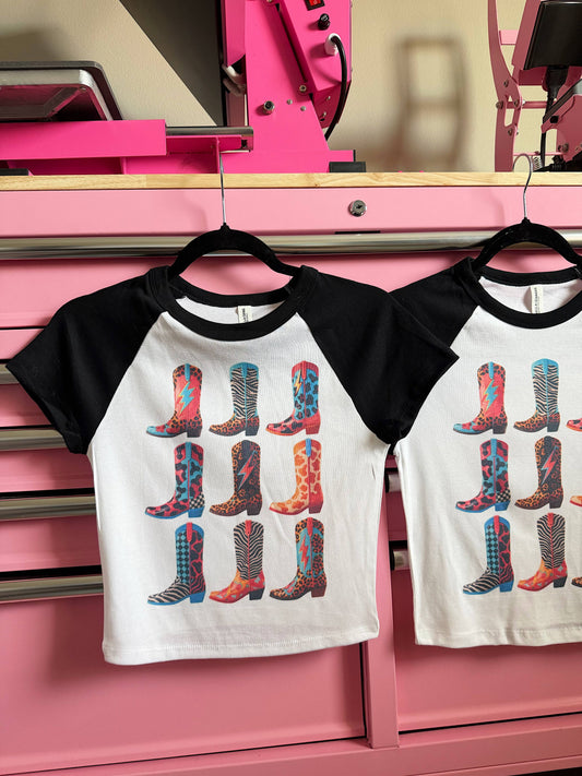 Black Funky Boots Baby Tee