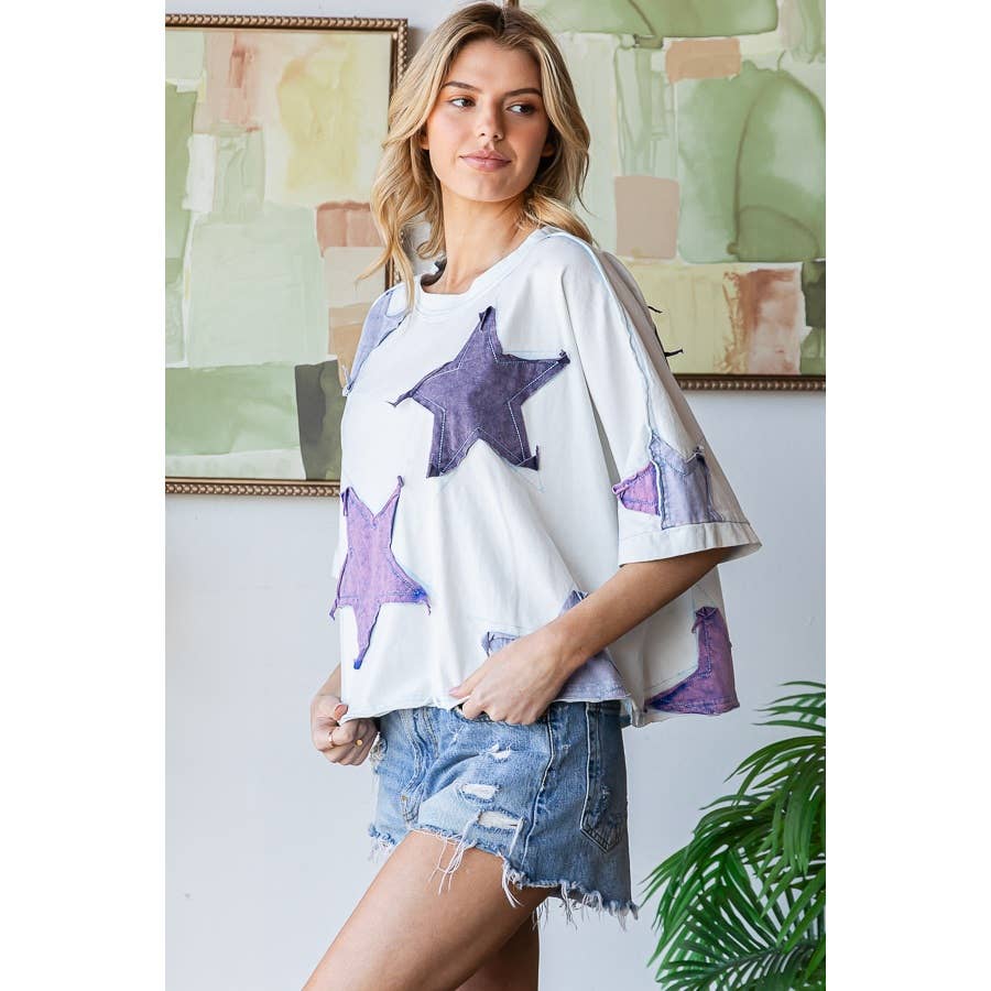 WASHED STAR PATCHWORK OVERSIZED TEE