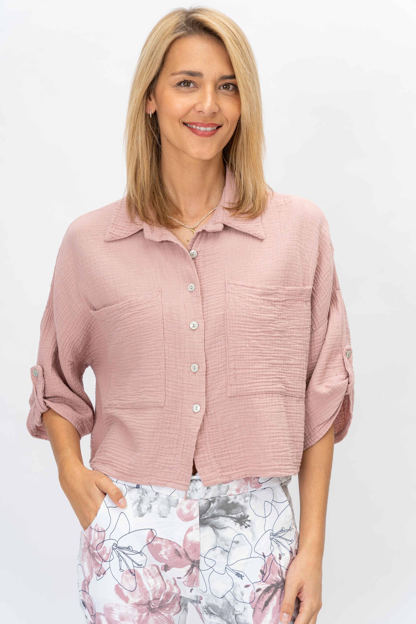 Button up Gauze Top