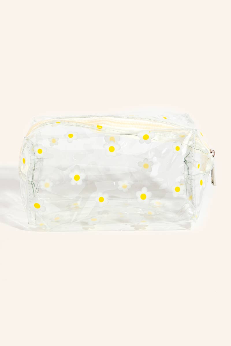 Clear Patterned Vinyl Cosmetic Bag