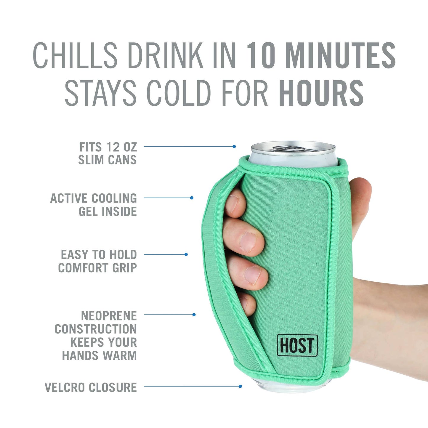 Insta-Chill Sleeve w/ Active Cooling Gel - Slim Cans - Green