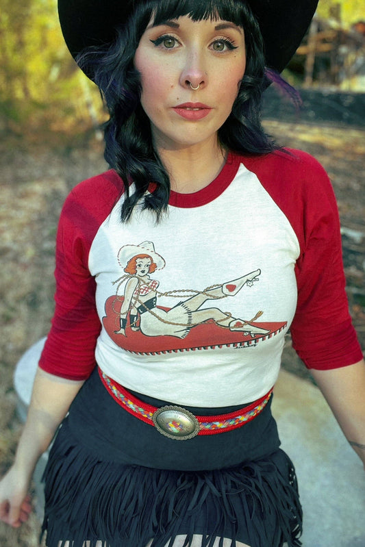 Rope You In! Western Pin-Up Unisex Raglan Tee