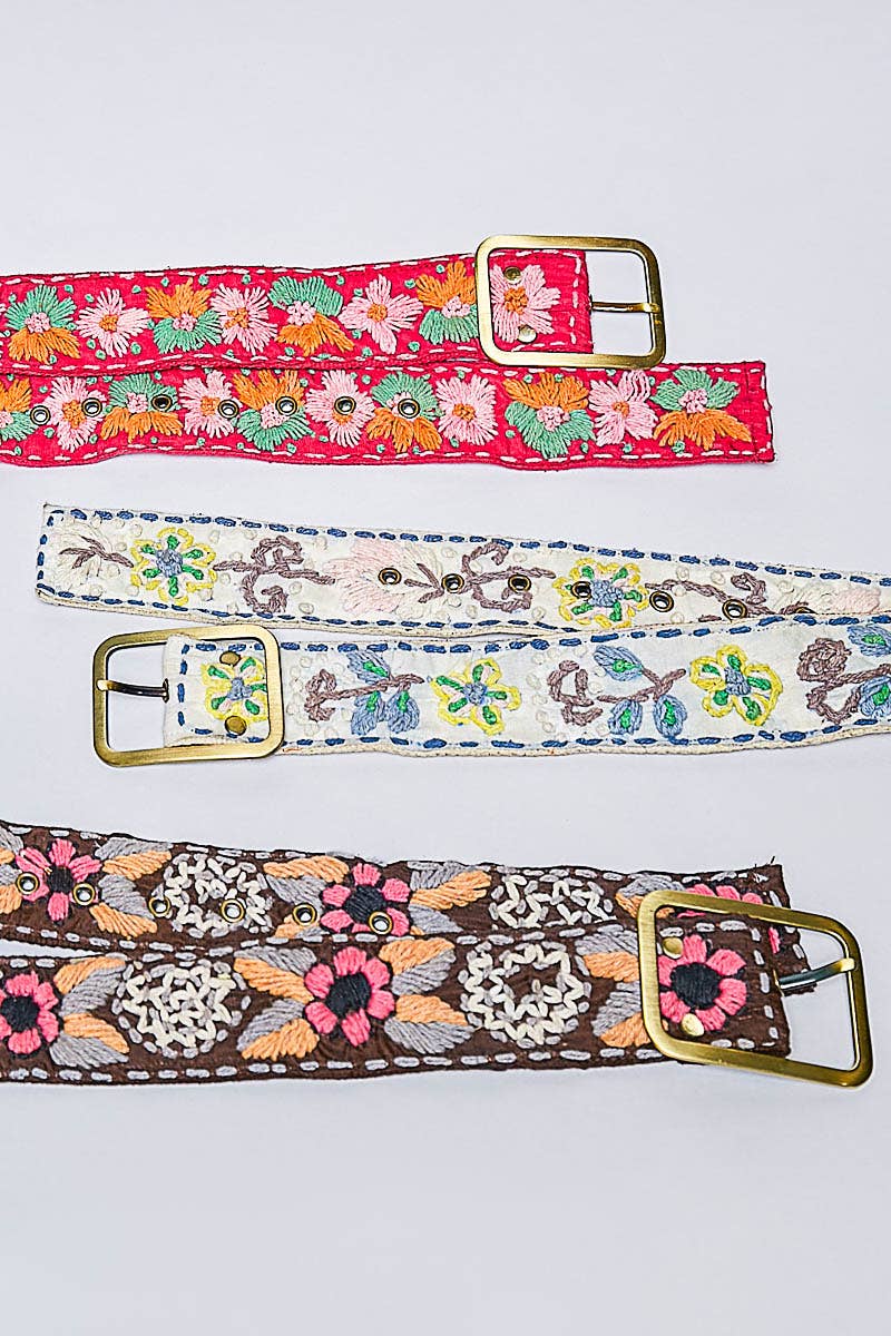 Handcrafted Flower Embroidered Bead Accessory Belt