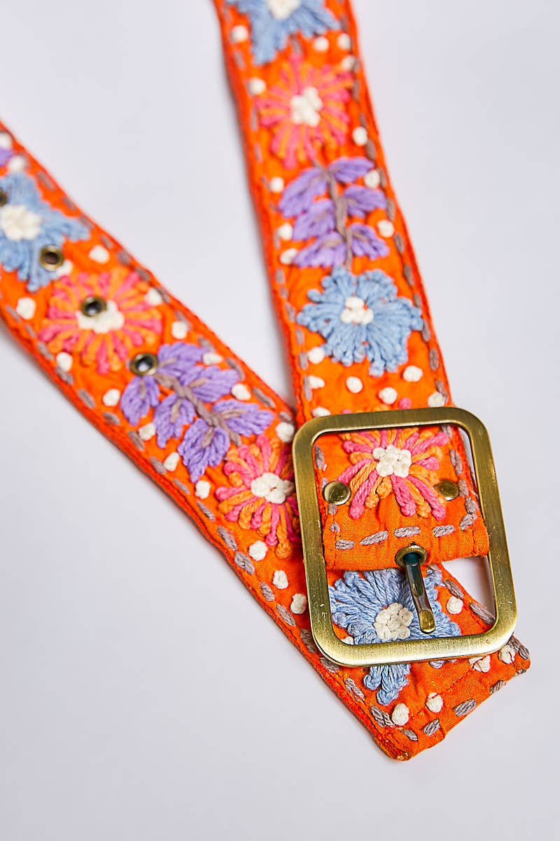 Handcrafted Flower Embroidered Bead Accessory Belt