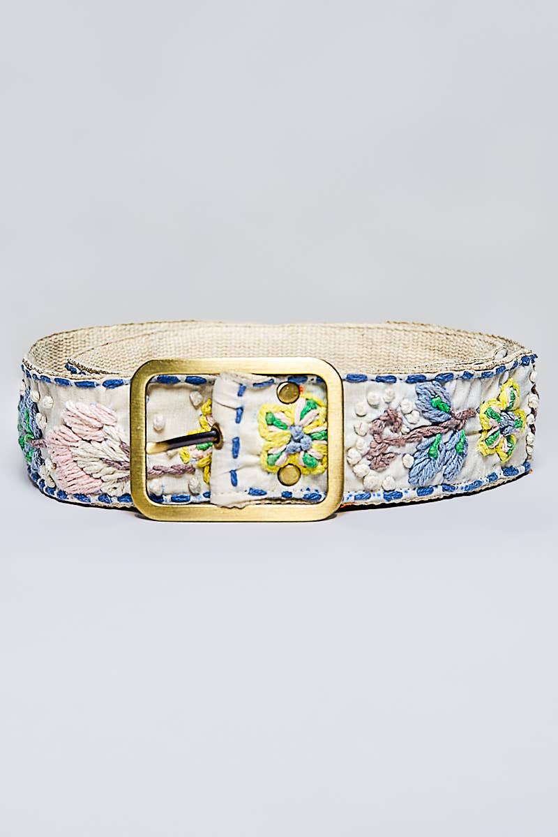 Handcrafted Flower Embroidered Bead Accessory Belt